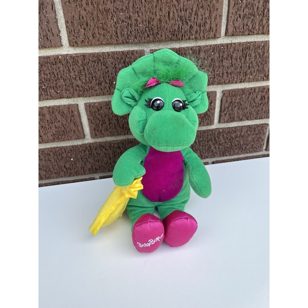 Vintage 1990s Baby Bop Green Plush Barney Toy